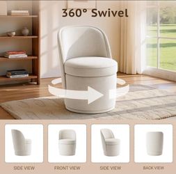 MALOL Swivel Accent Chair Beige Hidden Storage,BRAND NEW