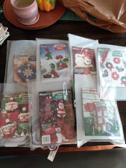 Christmas Plastic Canvas Kits. Lot Of 7