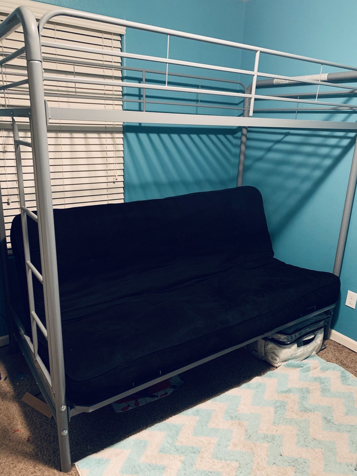 Twin-Over-Futon Metal Bunk Bed