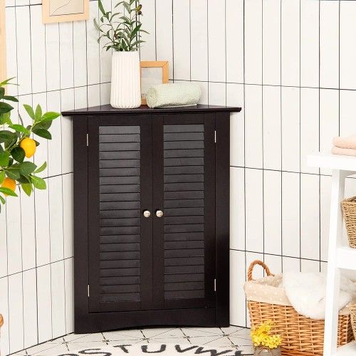 Brown Wooden Corner Cabinet