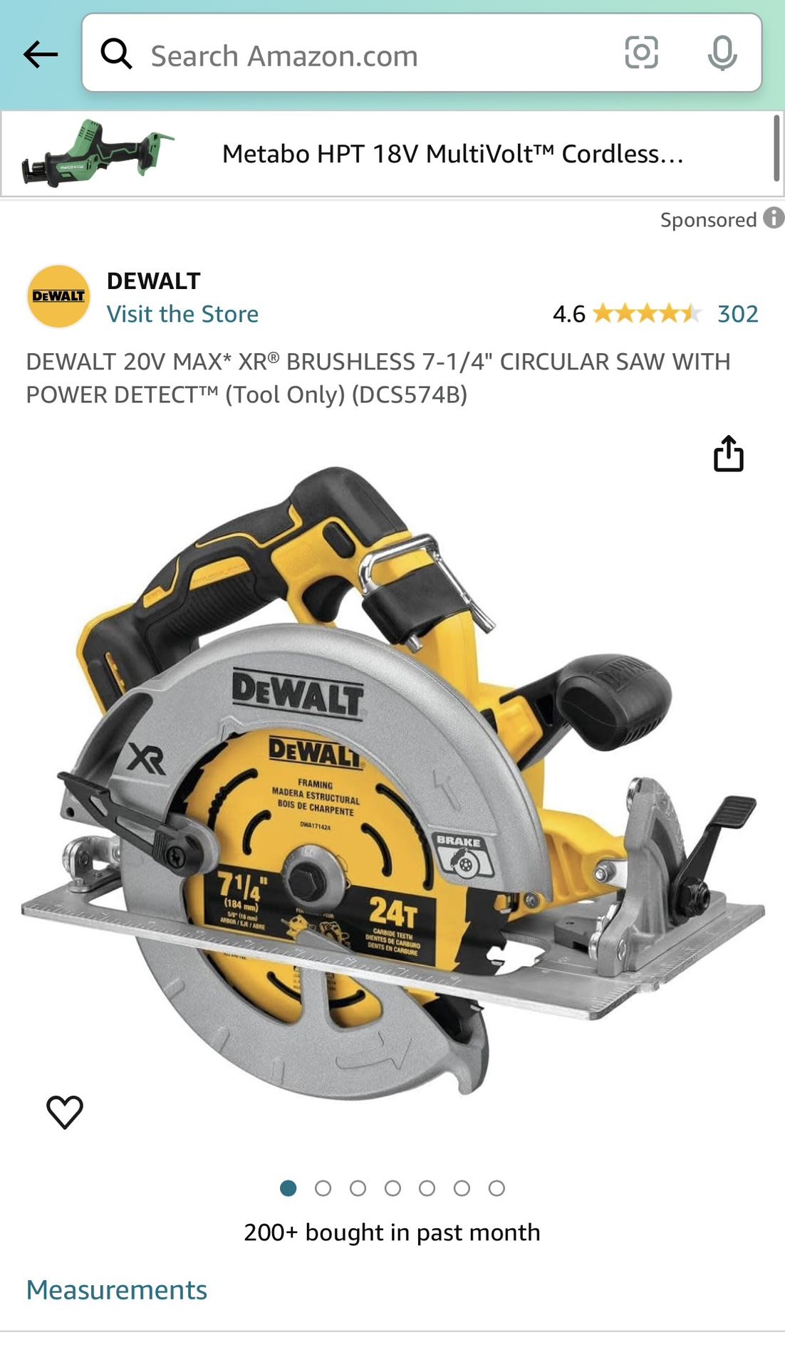 DEWALT 20V MAX 7-1/4-Inch Circular Saw with Brake, Tool Only, Cordless (DCS570B), Black