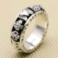 BRAND NEW IN PACKAGE PUNK GAMBLE SKULL FAMILY LOYALTY 925 STERLING SILVER GOTHIC UNISEX RING SZ 8 