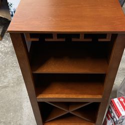 Wood Wine Rack And Glass Holder