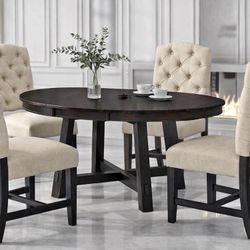 Dining Table with 4 Beige Chairs