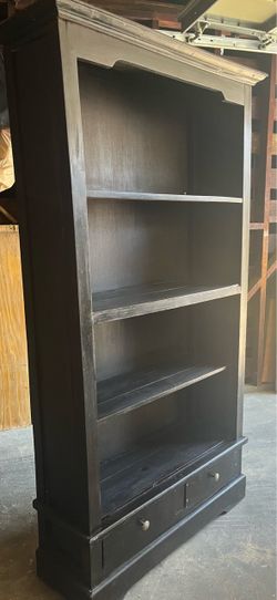 Tall Black Wood Bookcase