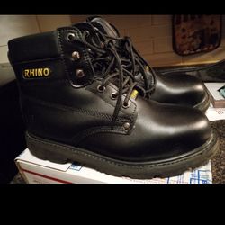 RHINO--STEEL TOE WORK BOOTS-SIZE 10