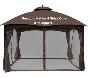brown 10' x 12' Gazebo Netting for Lowe's Allen Roth 10X12 Gazebo Model #GF-12S004B-1 / GF-12S004BTO/ TPGAZ17-002