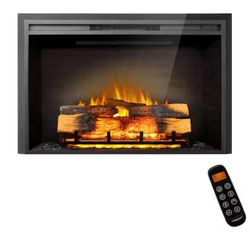 39 in. Electric Fireplace Insert, Remote Control, Adjustable Flame Brightness, 750-Watt/1500-Watt