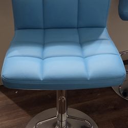 2 Blue Leather Square Bar Stools