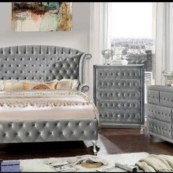 Alzir New In Box Platinum Bed Frame