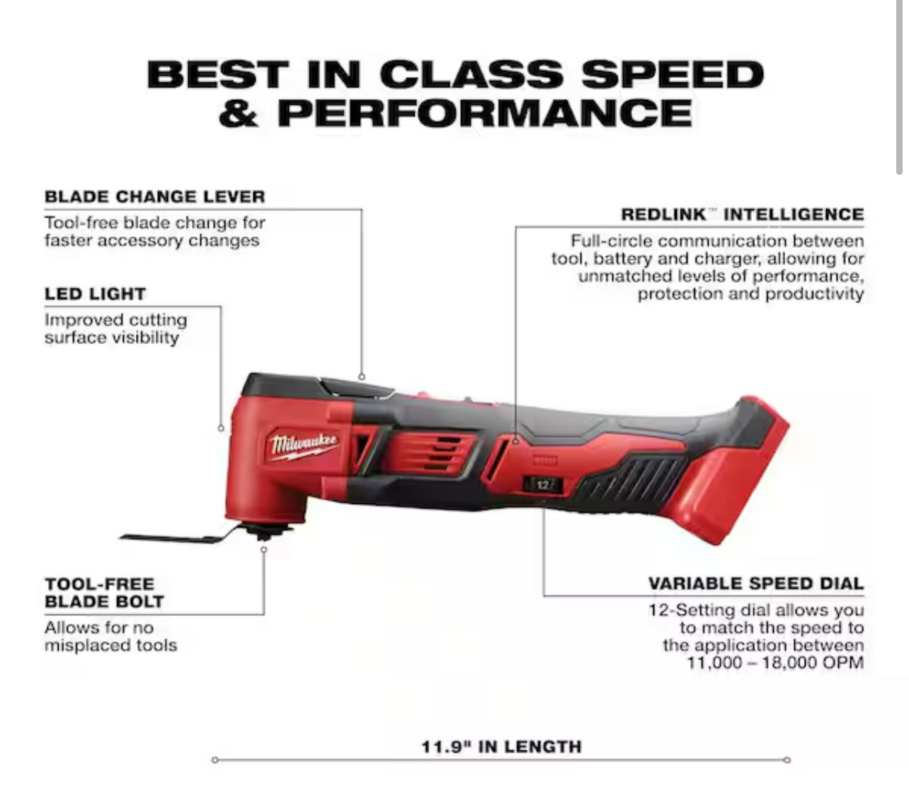 Milwaukee M18 18V Lithium-Ion Cordless Oscillating Multi-Tool Kit with one 1.5 Ah Battery & Charger