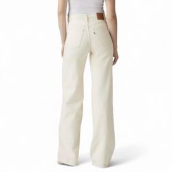 Levi's premium white ribcage wide leg jeans