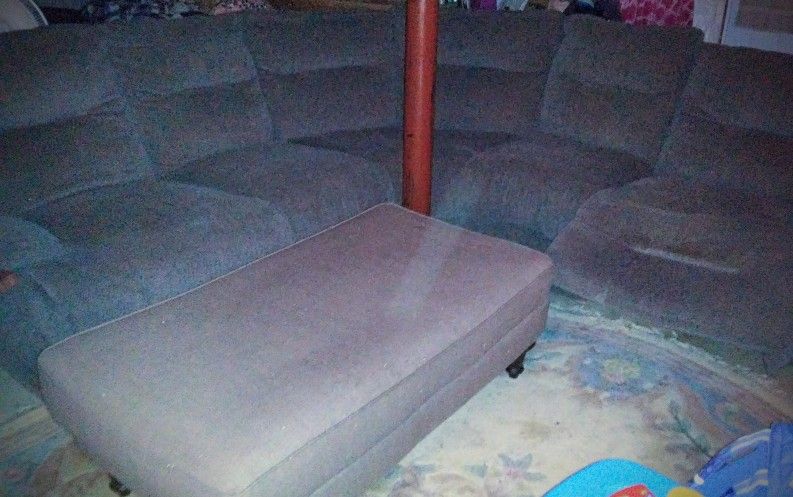 Grey/Blue Recliner Sectional Couch