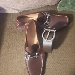 Feragamo Shoes Size 11.5 With Matching Belt. Size 46. 300obo 