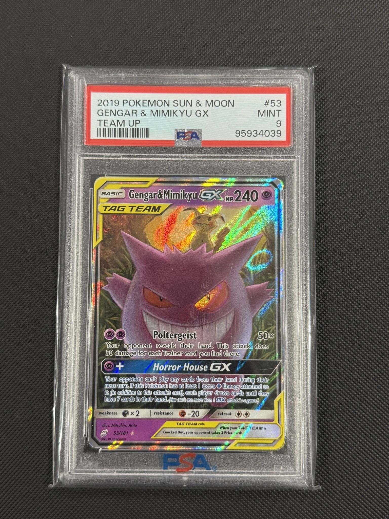 Gengar & Mimikyu Tag Team PSA 9