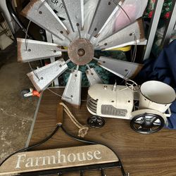 Farmhouse Rustic Home Decor Lot Metal Wood Wall Art Rugs Throw Pillows Canvas 