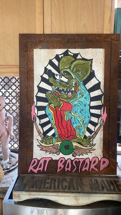 Metal sign rat fink