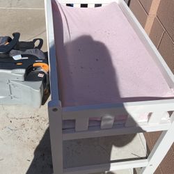 White changing table with mattress and cover $25