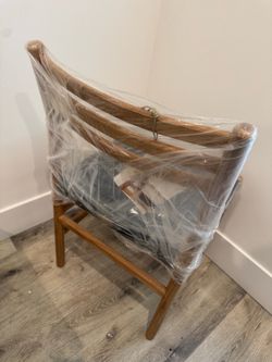 Branded Wooden Armchair with Upholstered Seat