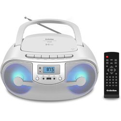 Portable Stereo CD Player Boombox, FM Radio with Bluetooth, Remote Control,CD Players for Home with Headphone/Mic Jack, LED Light Support CD-R/RW/MP3,