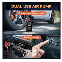 Tire Inflator Portable Air Compressor with Jump Starter