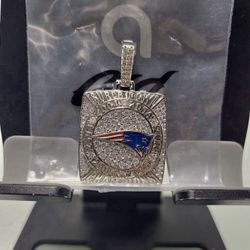 New England Patriots Championship Pendant - Iced White Gold By GLD SHOP NFL