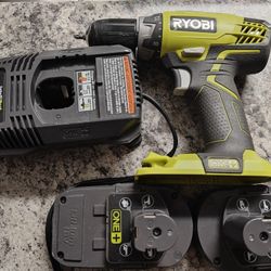Ryobi Drill, 2 Batteries, Charger