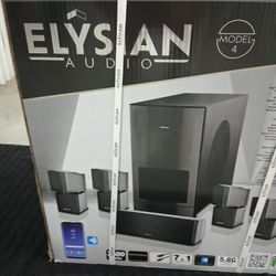 NEW, SEALED IN THE BOX "ELYSIAN", 6 PIECE SURROUND SOUND SPEAKER SYSTEM W/ SUBWOOFER, 2600 WATTS, SMART HOME CAPIBILITY AND MUCH MORE, PLEASE READ AD!