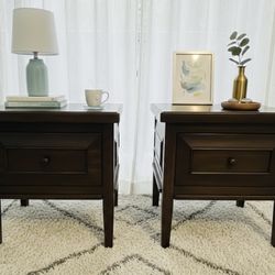 Oversized Dark Wood End Tables - 2