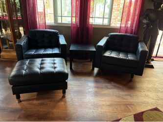 Black leather furniture set