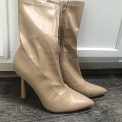 Beige Heel Boots