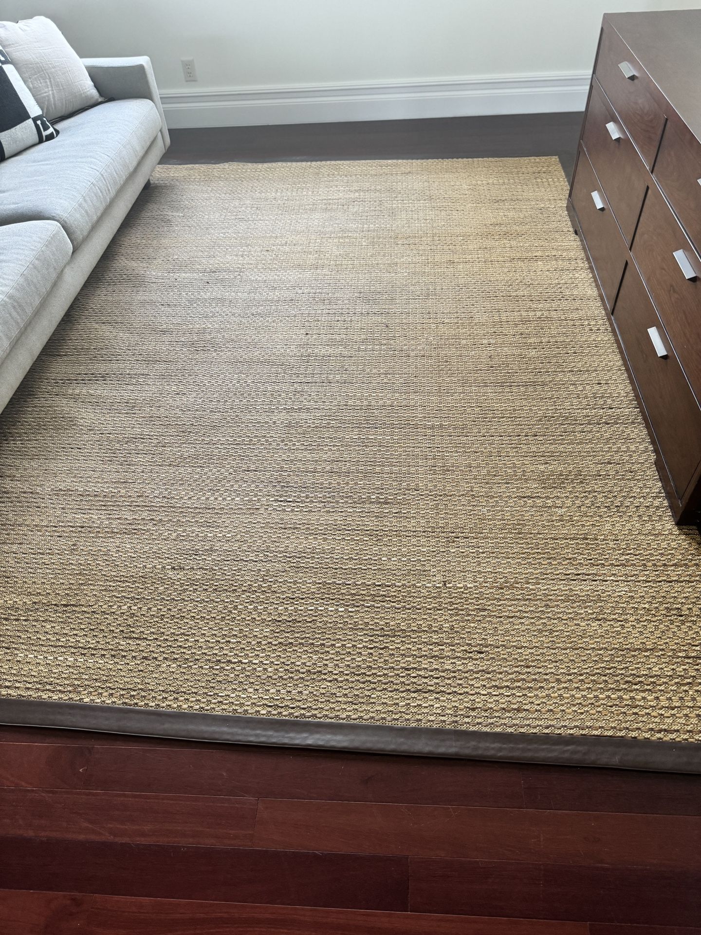 Custom Bamboo With Leather Trim Rug 
