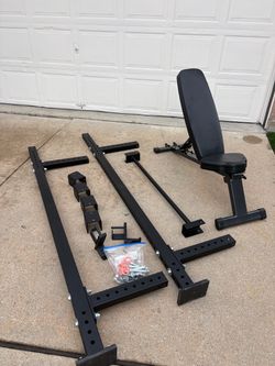 T-3 Series Folding  adjustable Power Rack  and NORTHERN LIGHTS  bench $350