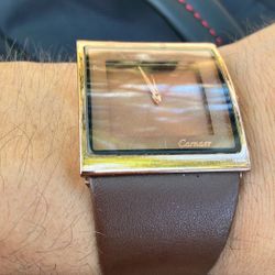 Sleek Carmaer watch with a copper chocolate finish. Classic design. Works great, rare and vintage.