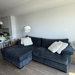 Mor Furniture “Marco” Deep-Seat Chaise Sectional – Charcoal Blue