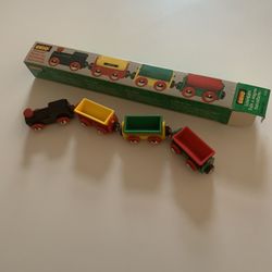 Toy BRIO WOODEN RAILROAD TRAIN #3310 w/Tipping Cars and BOX