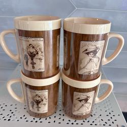 Set of 4 vintage new old stock unused Thermo- serve Dr Pepper advertising insulated mugs 10 ounce, 4 inch tall.