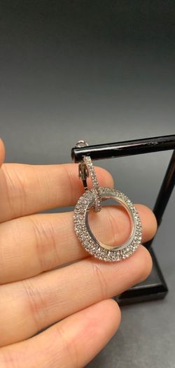 Full Crystal Circle Earrings for Women Luxury Round Shiny, Silver Color