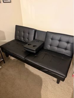 Futon Couch Bed w/ USB & Cupholders