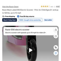 Pink Electric Razor Scooter 