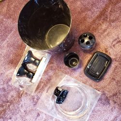 Oxford Bathroom Accessories 6 Pieces Luxury Bathroom Set Navy Marble Pattern Trash Can Wastebasket, Towel Ring, Toilet paper holder, Toothbrush Holder