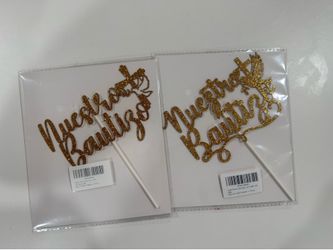 Nuestro Bautizo cake toppers