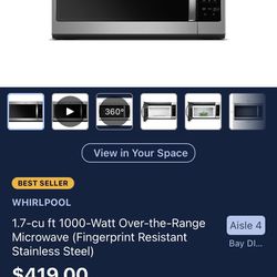 Whirlpool 1.7-cu ft 1000-Watt Over the Range Microwave