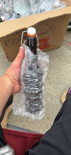 12 amber reusable glass bottles