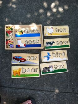 Wood word puzzles two sided