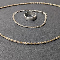 Silver Ring, Bracelet & Necklace 