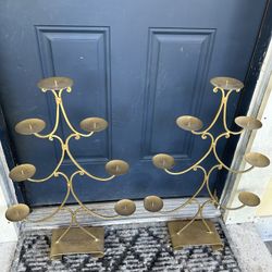 2 Vintage Gold Metal Candelabra