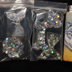 5 Silver Glitter Resin Pieces 