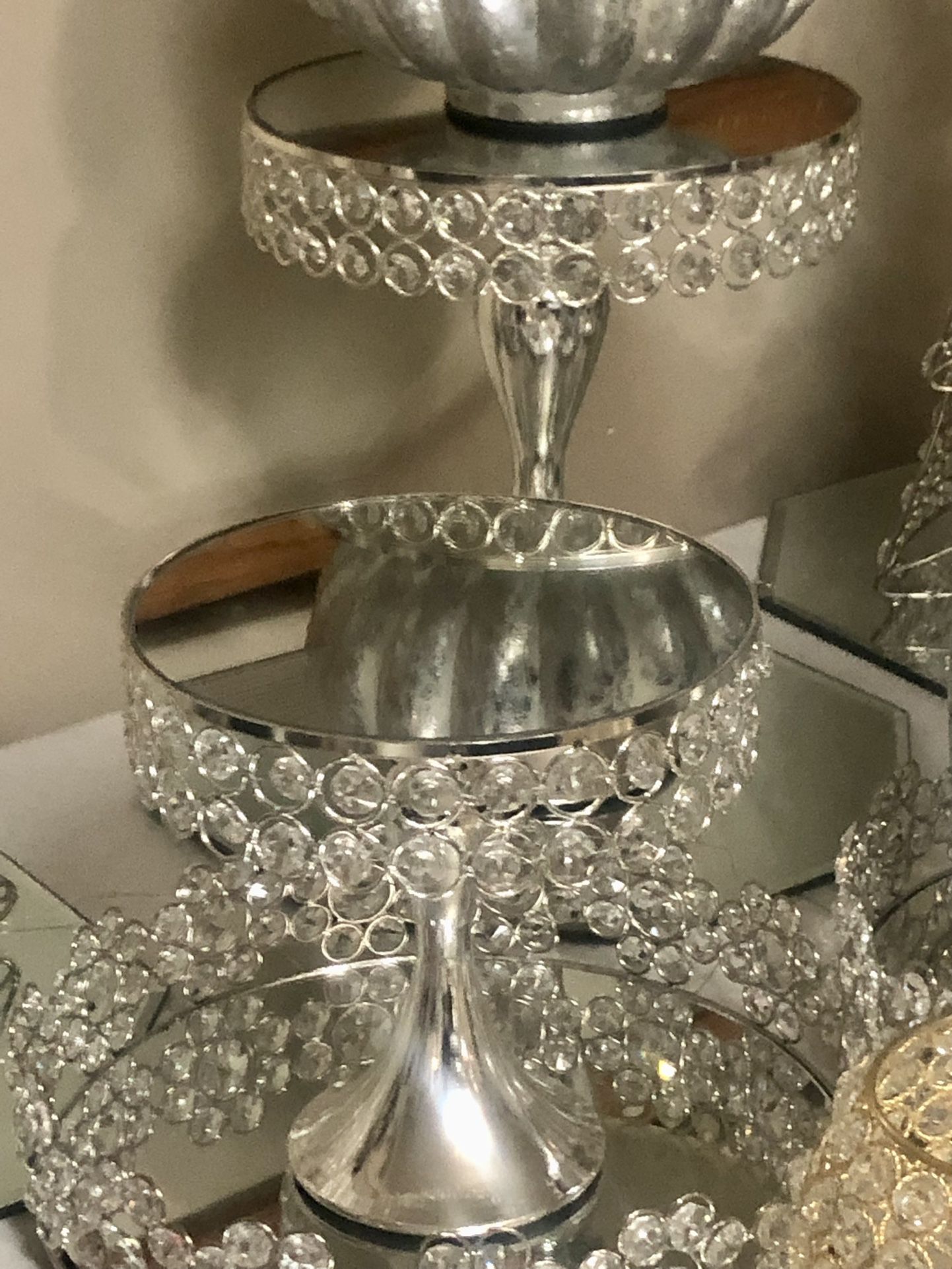 Crystal Mirrored Cake Stands NEW $30,$40 Each