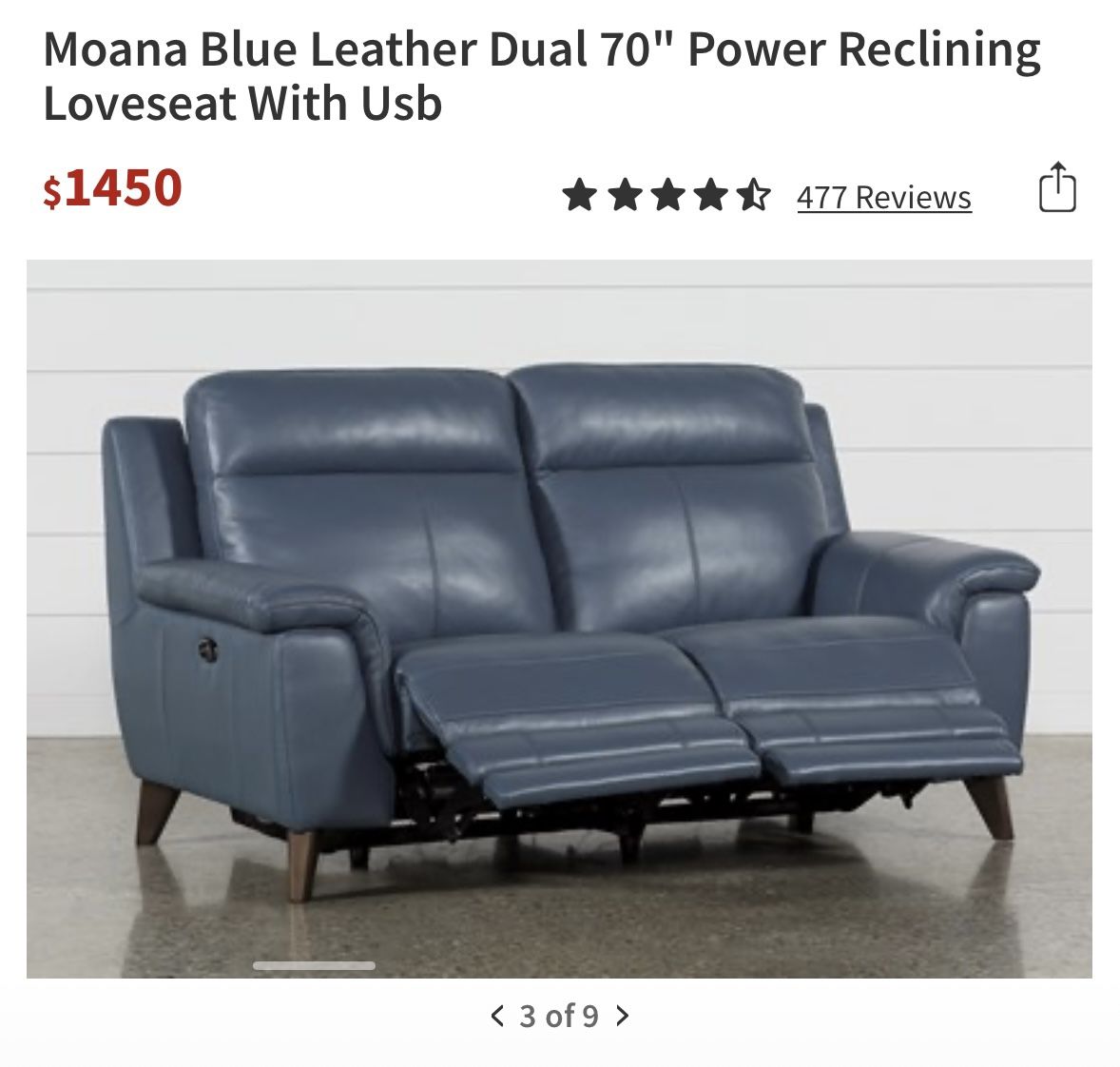 Moana blue on sale leather recliner